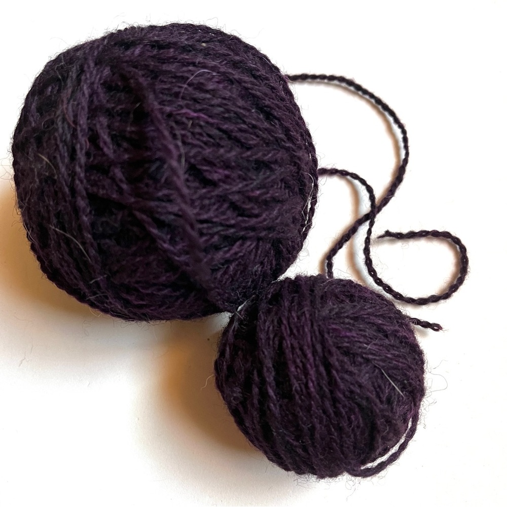 Deep Dark Purple Yarn Balls- almost black- Stunning color! Wool! New.